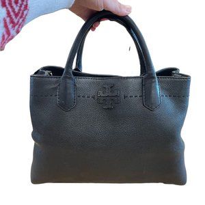 Tory Burch McGraw Leather Satchel (Black-Medium)